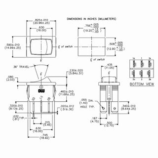 Rocker Switch DPDT 16A 125V