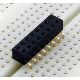 16-pin Dual-Row Female Header, 0.1″ Pitch, Spans Breadboard Gap (D147)