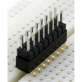 16-pin Dual-Row Female Header, 0.1″ Pitch, Spans Breadboard Gap (D147)