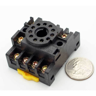 relay socket: 11 positions panel-mount, DIN rail screw terminals