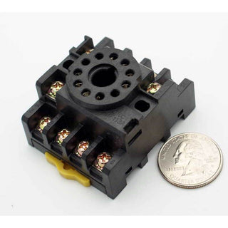 relay socket: 11 positions panel mount, DIN rail screw terminals