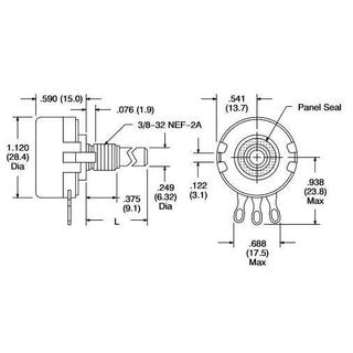 200K 2 Watt Linear Taper Potentiometer