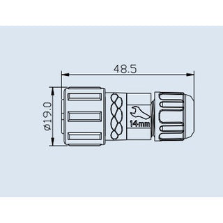 Medium Series 2 Pin Female Inline Waterproof Connector - 18-24 AWG