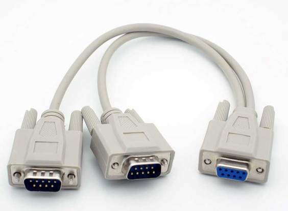 6 Inch DB9 Y-Cable Splitter Adapter Female to 2x Male PC 9 Pin Serial RS-232 6" 