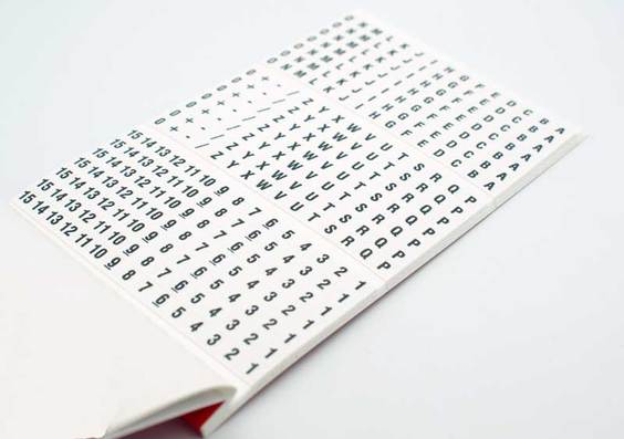 Wire Marker Book-Black Letters, Numbers and Symbols