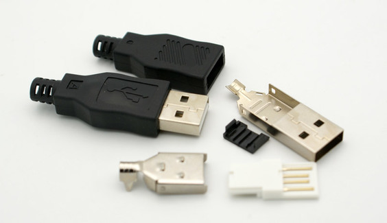 4x USB type A Male solder connector 4x Connecteur à souder USB type A male 