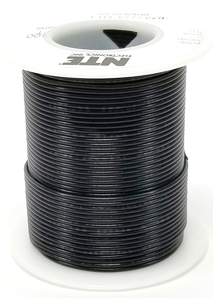 NTE WHS18-06-100 Hook Up Wire 300V Solid Type 18 Gauge 100 ft Blue