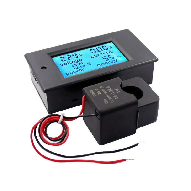 100A AC LCD Digital Panel Power Meter Monitor Voltage  KWh Voltmeter Amperemeter