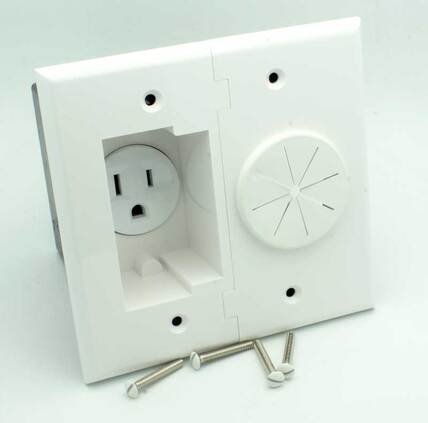 Single Gang Bulk Cable Wall Plate with Grommet White (Hole Style