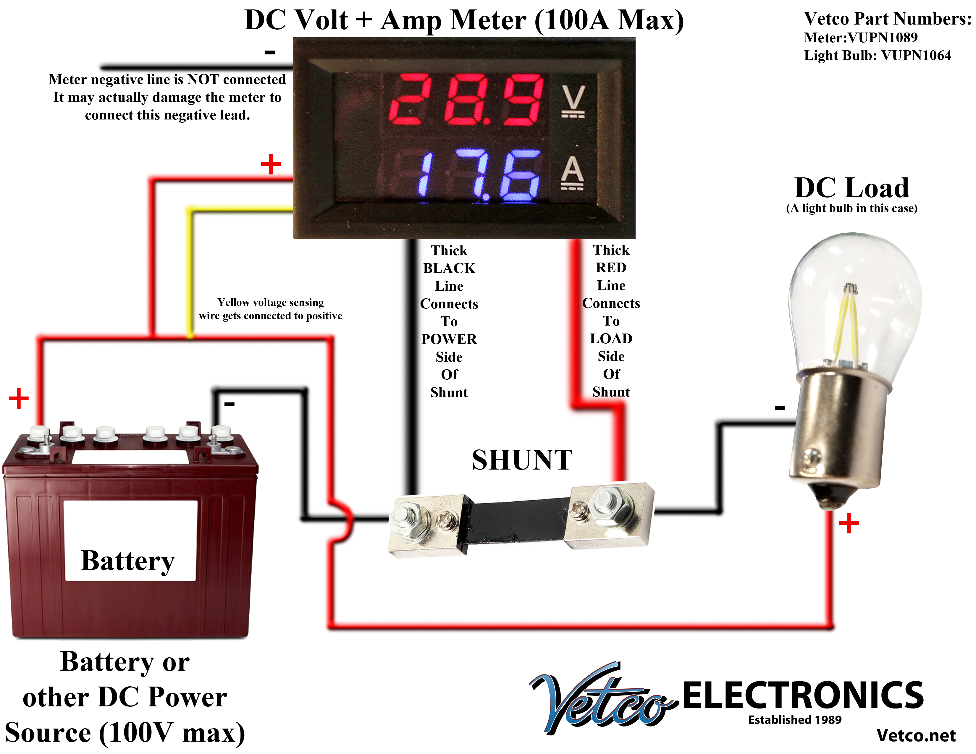 Current Shunt Black AC  500V 100A Digital Voltmeter Ammeter LED Amp Volt Meter 
