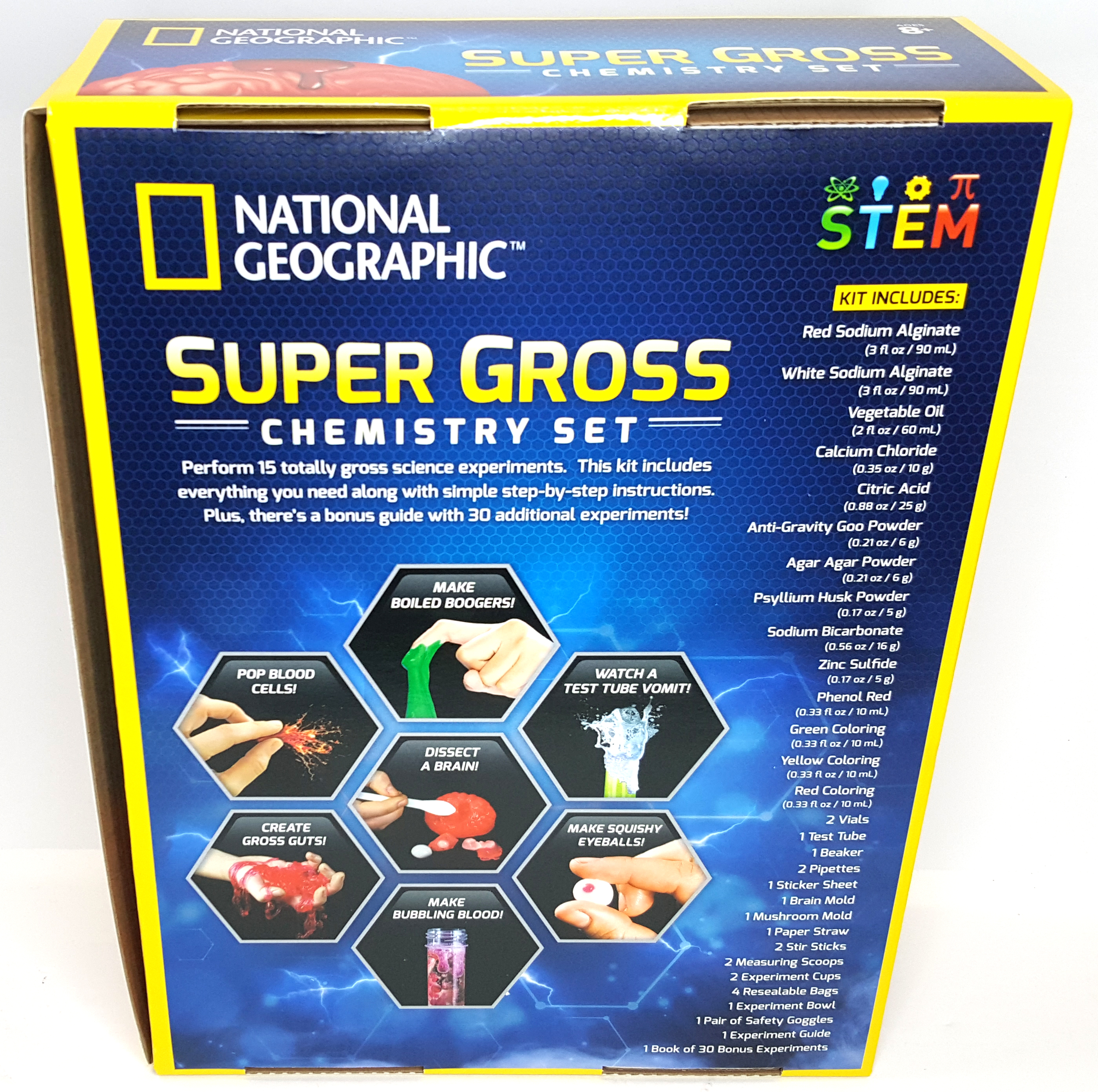 NATIONAL GEOGRAPHIC Gross Science Lab - 15 Gross Science Experiments for  Kids, Dissect a Brain, Burst Blood Cells, and More, Great STEM Science Kit